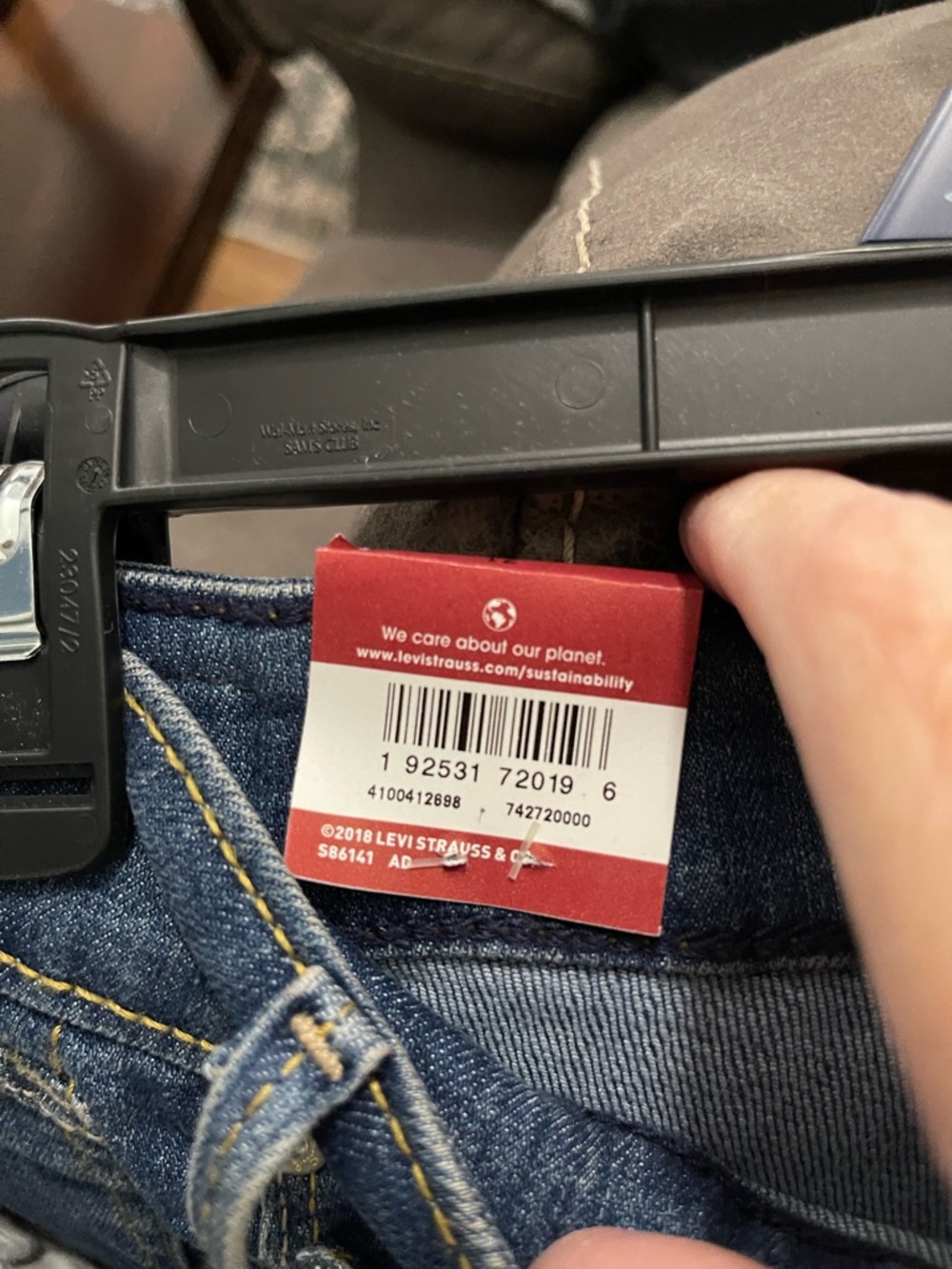 Levi's Dark Blue Distressed Frayed Hem Denim Shorts - Picture 3 of 6